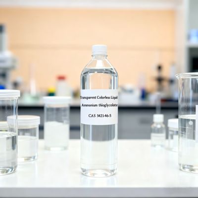 স্বচ্ছ বর্ণহীন তরল অ্যামোনিয়াম থিওগ্লাইকোলেট 59% গ্রাহকের প্রয়োজনীয়তা CAS 54421-46-5