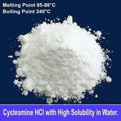 গলন বিন্দু 95-98°C ফুটন্ত বিন্দু 240°C Cysteamine Hcl with High Solubility in Water